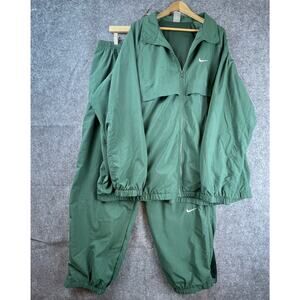 Nike Tracksuit Mens 4XL Green 90s Swoosh Elastic Windbreaker Set Warm Up Gym